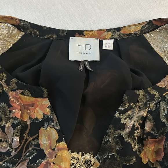 Anthropology HD In Paris Floral Metallic Lace Blouse size 0 - Picture 2 of 4